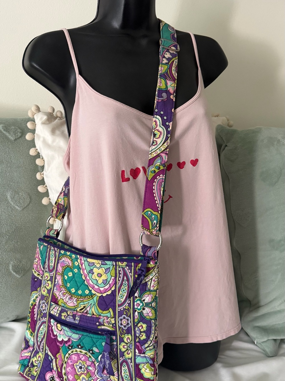 Vera Bradley Purple Teal Paisley Quilted Crossbody Bag